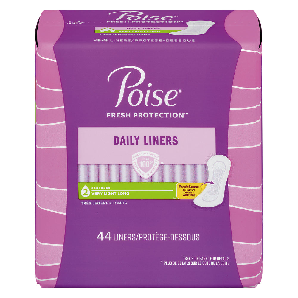 Poise Daily Incontinence Panty Liners, Very Light Absorbency, Long