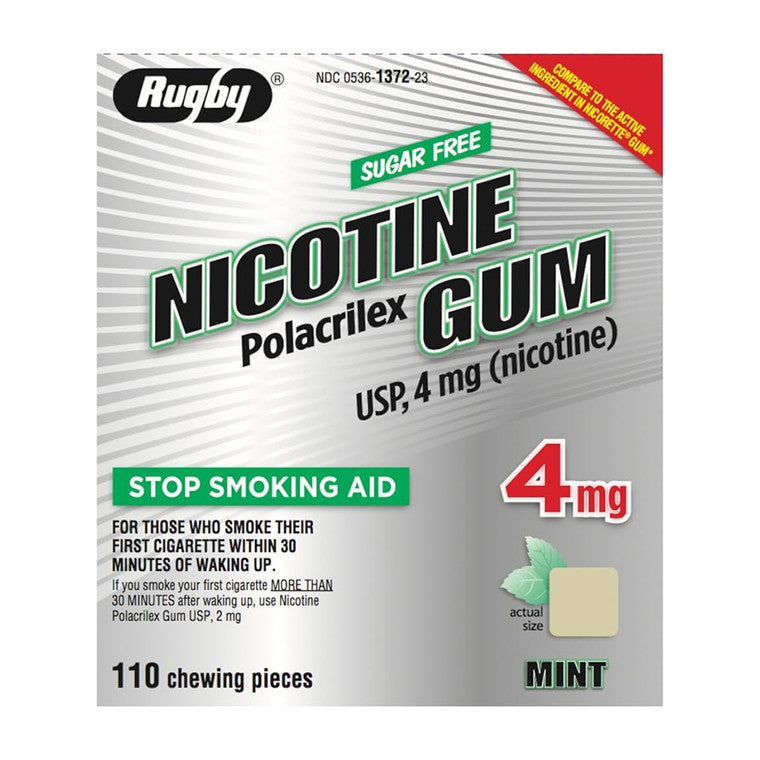 Rugby Nicotine Gum 4 mg - Starburst Mint Flavor, 110 Pieces