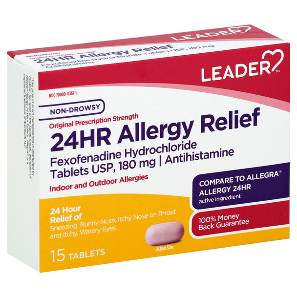 Leader Health Care Original Strength 24 Hour Allergy Relief Tablets
