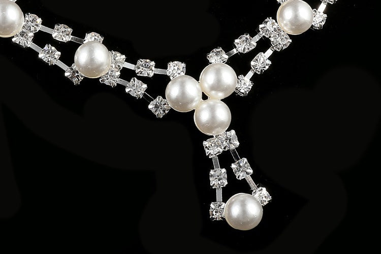 Pearl and Rhinestone Bridal Jewelry Set