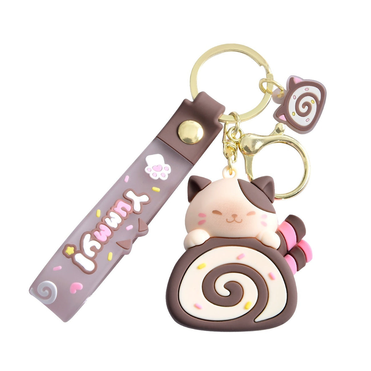 Fashion Cat Cake Roll Modeling Cartoon Key Button