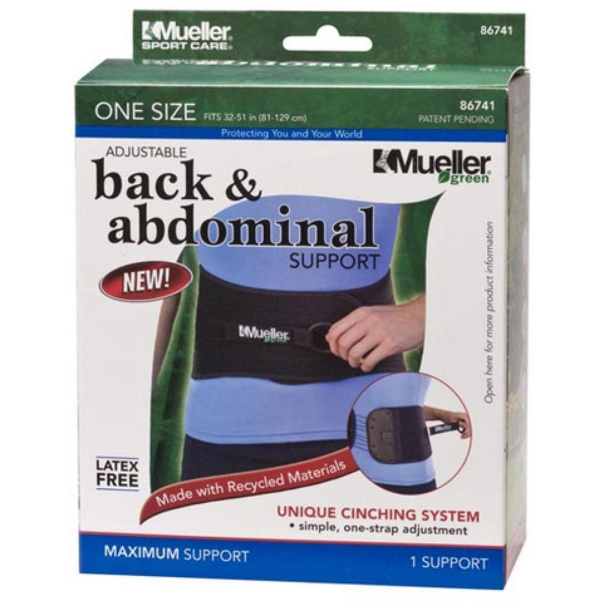 Mueller Green Adjustable Back And Abdominal Support - Black