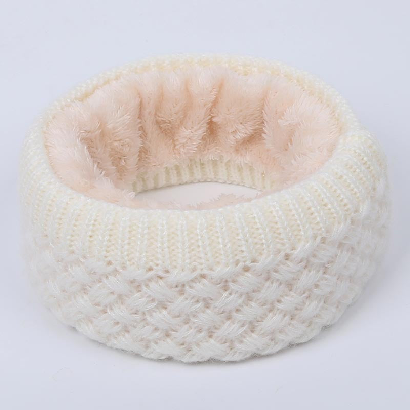 Winter warm men and women bib solid color wool knit plus velvet thick collar European and American scarves