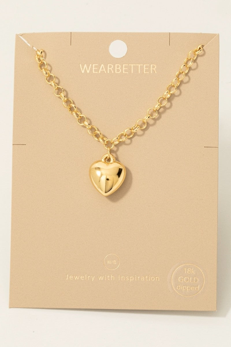 Small Puffy Heart Necklace