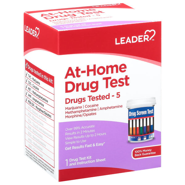 Leader At-Home 5-Panel Drug Test Kit - Multi-Drug Screening, 1 Count