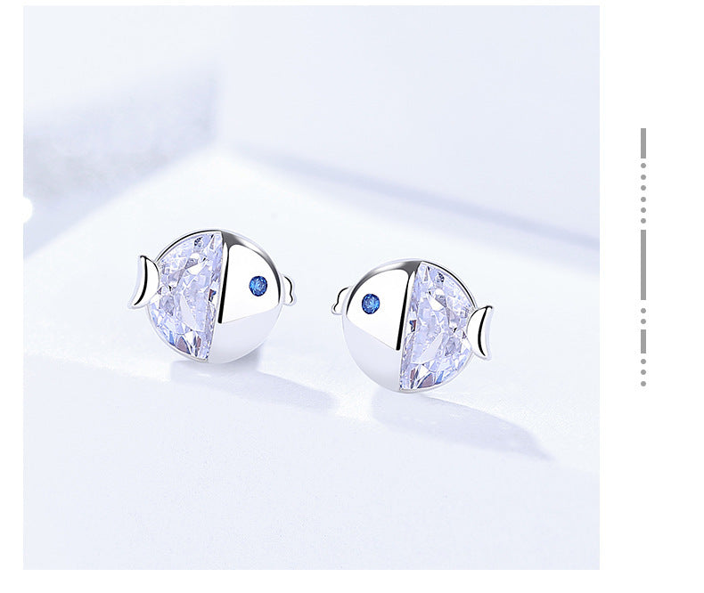 S925 Sterling Silver Kissing Gourami Stud Earrings