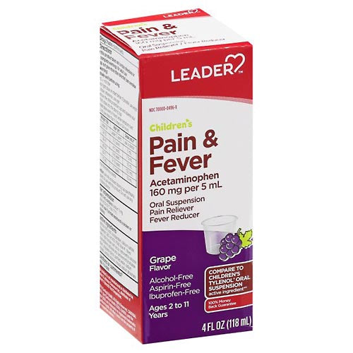 LEADER™ Children's Acetaminophen 160 mg/5 mL Grape Oral Suspension, 118 mL