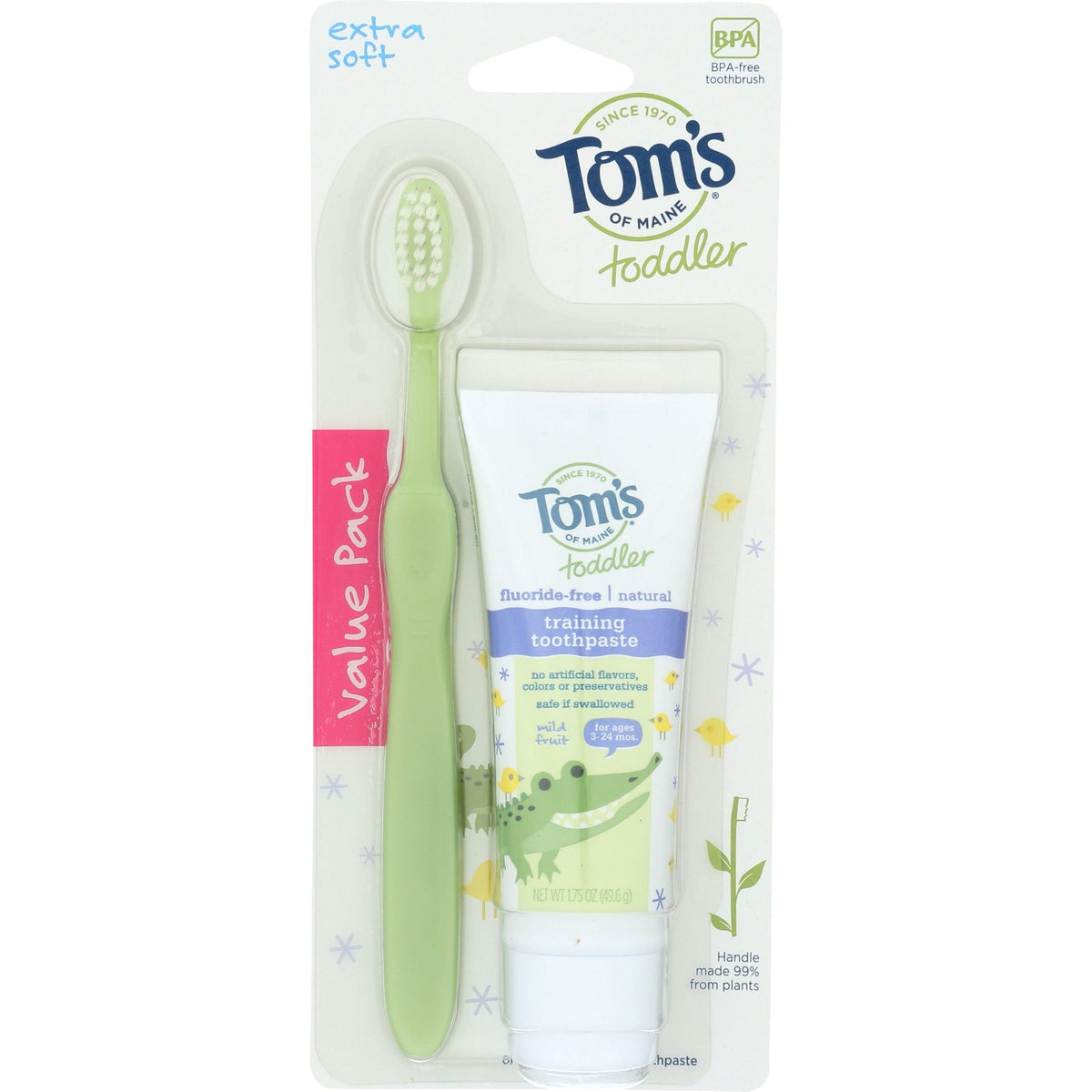 Tom's of Maine Toothbrush & Toothpaste, Toddler, Extra Soft, Wild Fruit, Value Pack