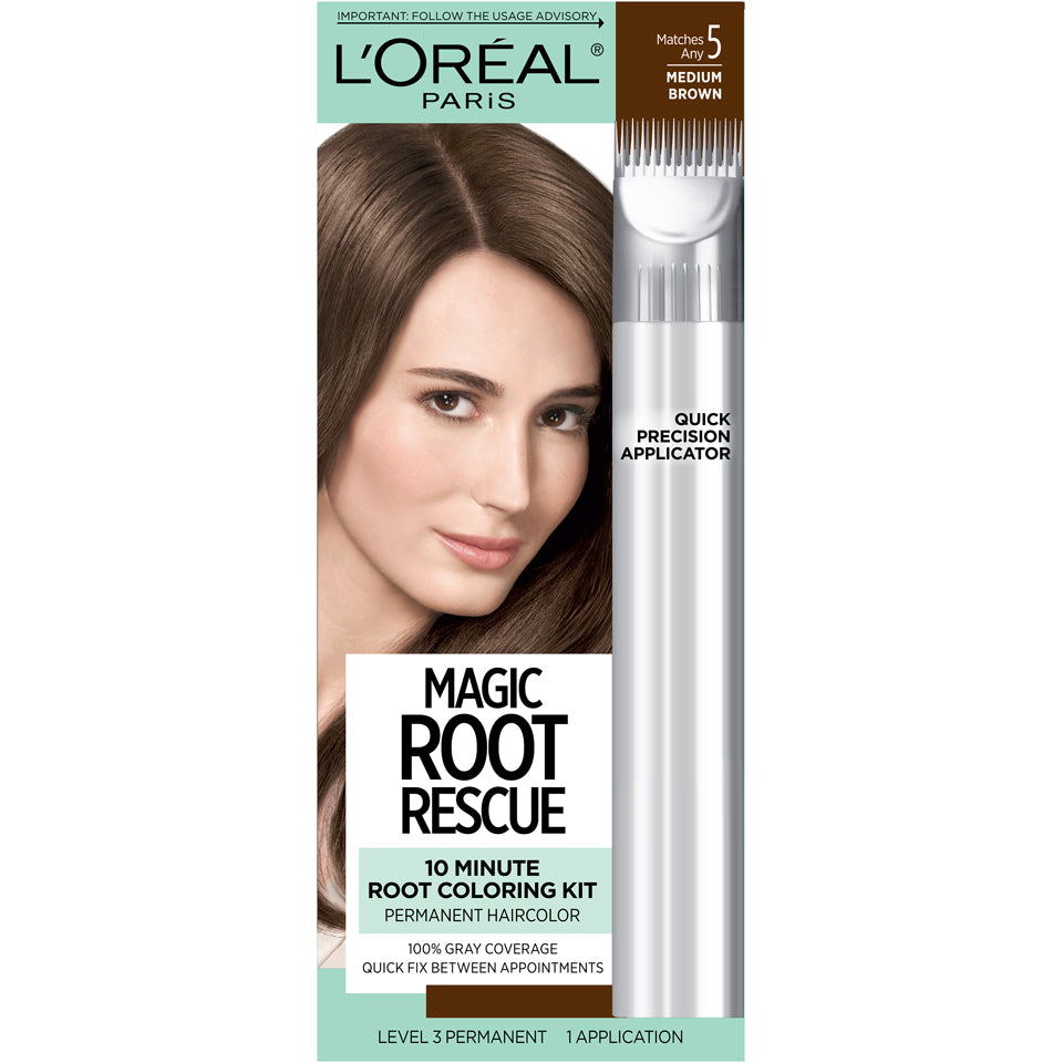 Root Rescue L'Oreal Paris Magic 10 Minute Hair Coloring Kit, 5 Medium Brown, 1 Kit