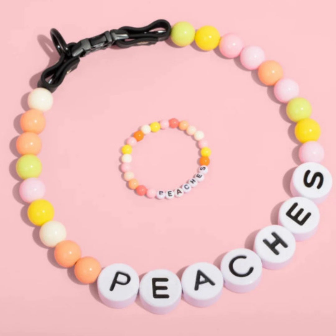 Pet Beaded Name Collar With Bracelet Set Custom Dog Collar With Beads DIY Name Dog Letter Necklace Dog Pearl Beaded Collar