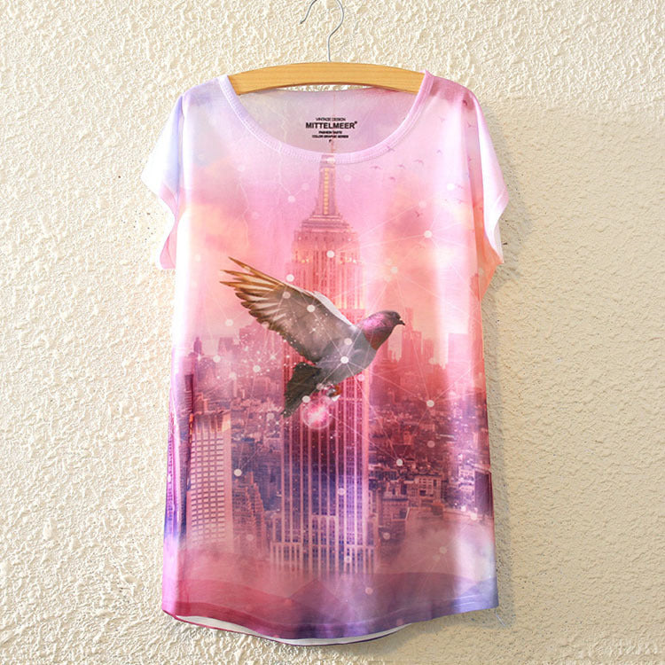 New Fashion Summer Harajuku Animal Cat Print Shirt O-Neck Short Sleeve T Shirt Women Tops White T-shirt