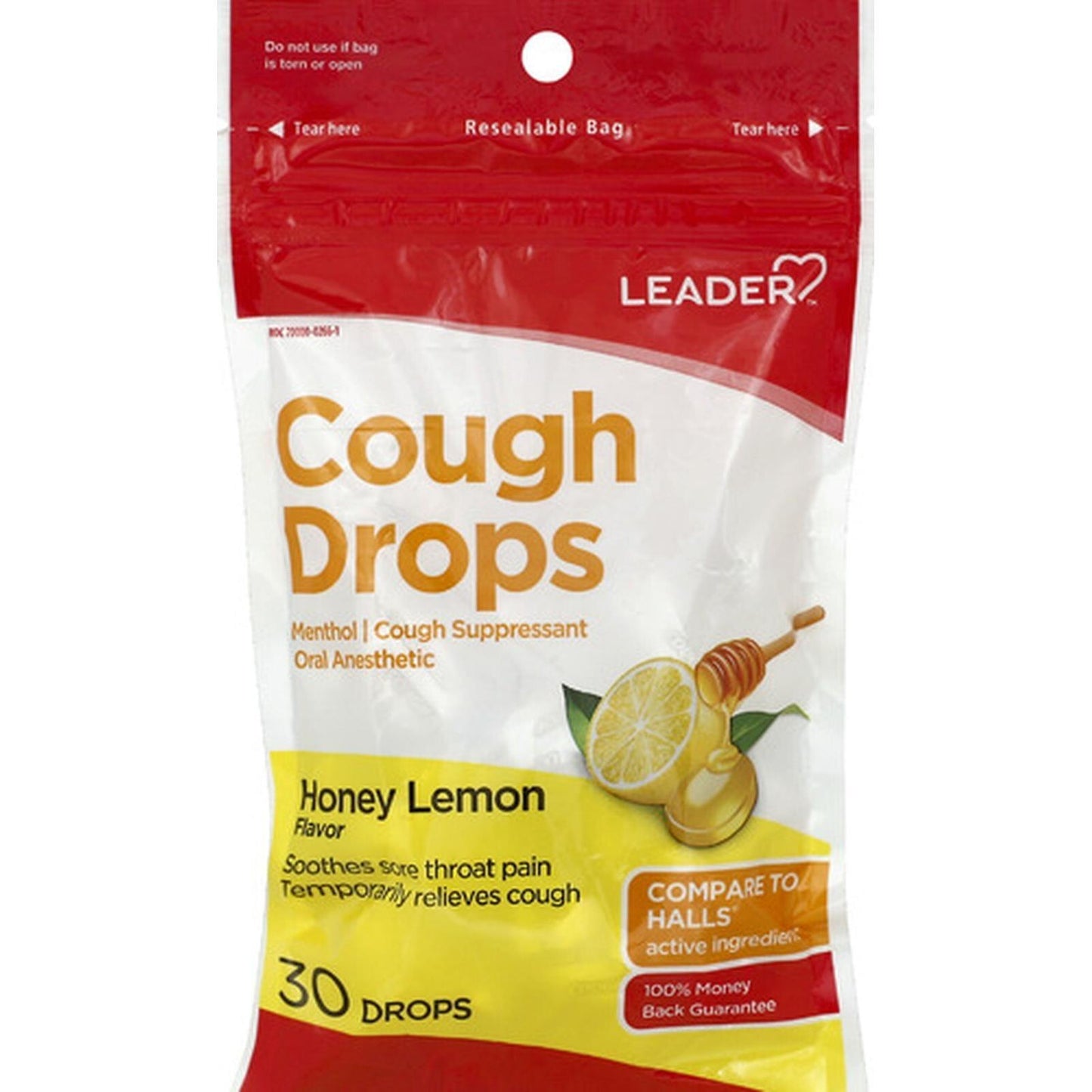 LEADER™ Honey Lemon Cough Drop, 30-Pack