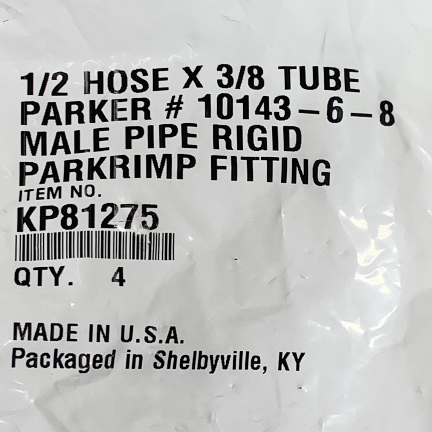 PARKER (4 PACK) Hydraulic Hose Male Pipe RIGID Fitting 1/2" x 3/8" Steel KP81275