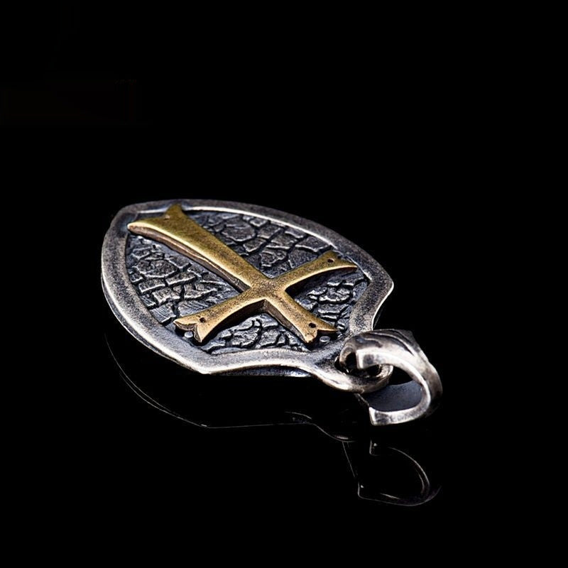 S925 Sterling Silver Cross Shield Pendant