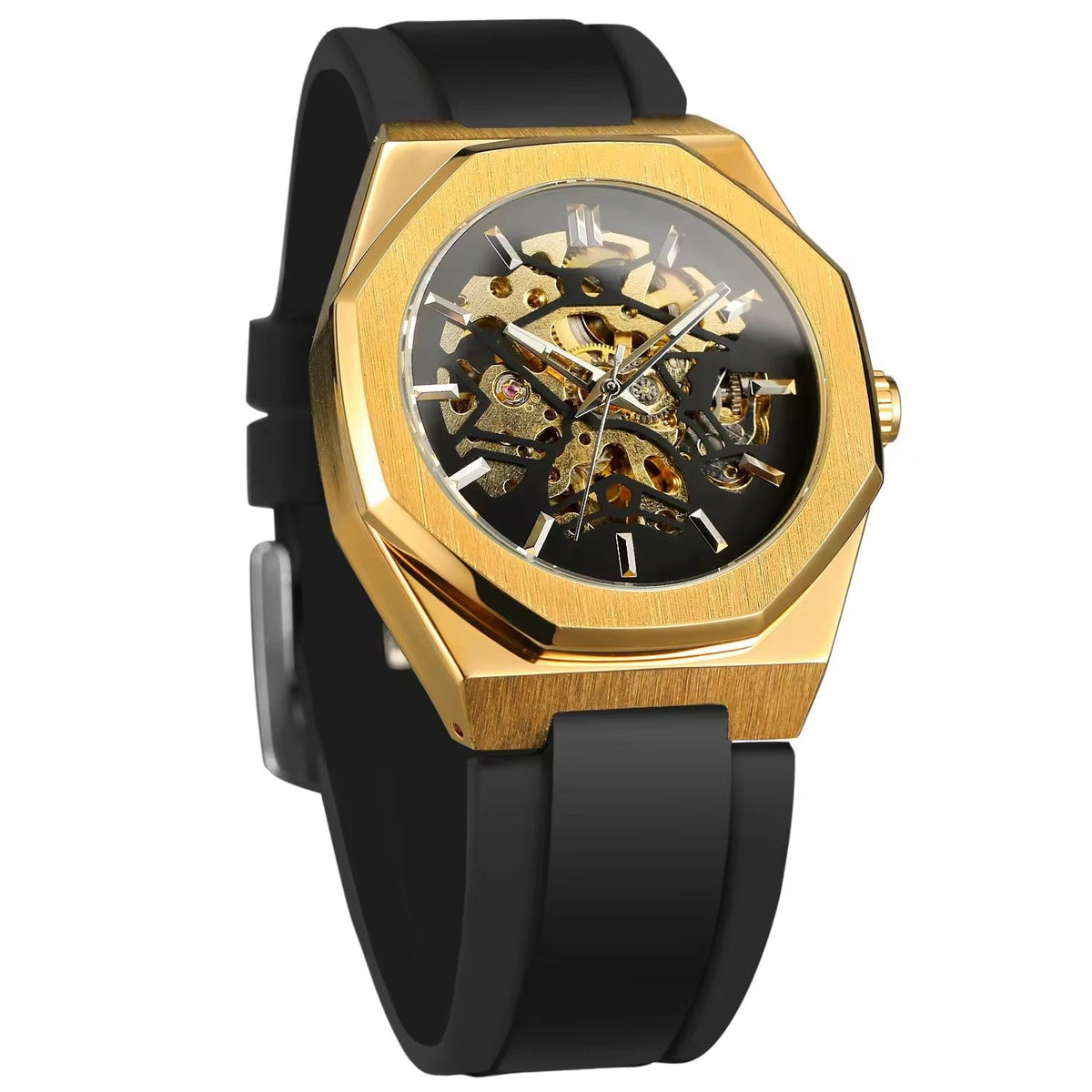 Automatic Mechanical Watch With A Rubber Strap