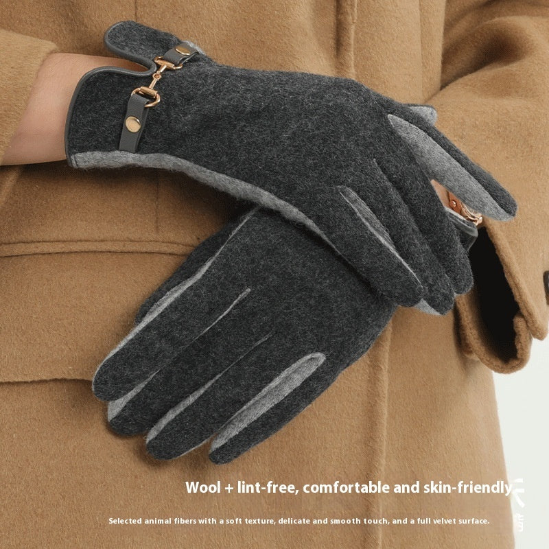 Cold Protection In Autumn And Winter Windproof Fleece Thick Touch Screen Warm Gloves