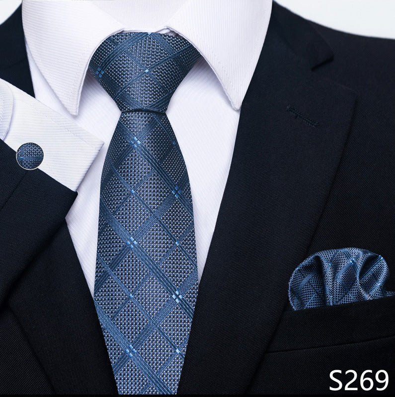 Men's Creative All-match Business Formal Wear Tie Scarf Cuff Buckle Set
