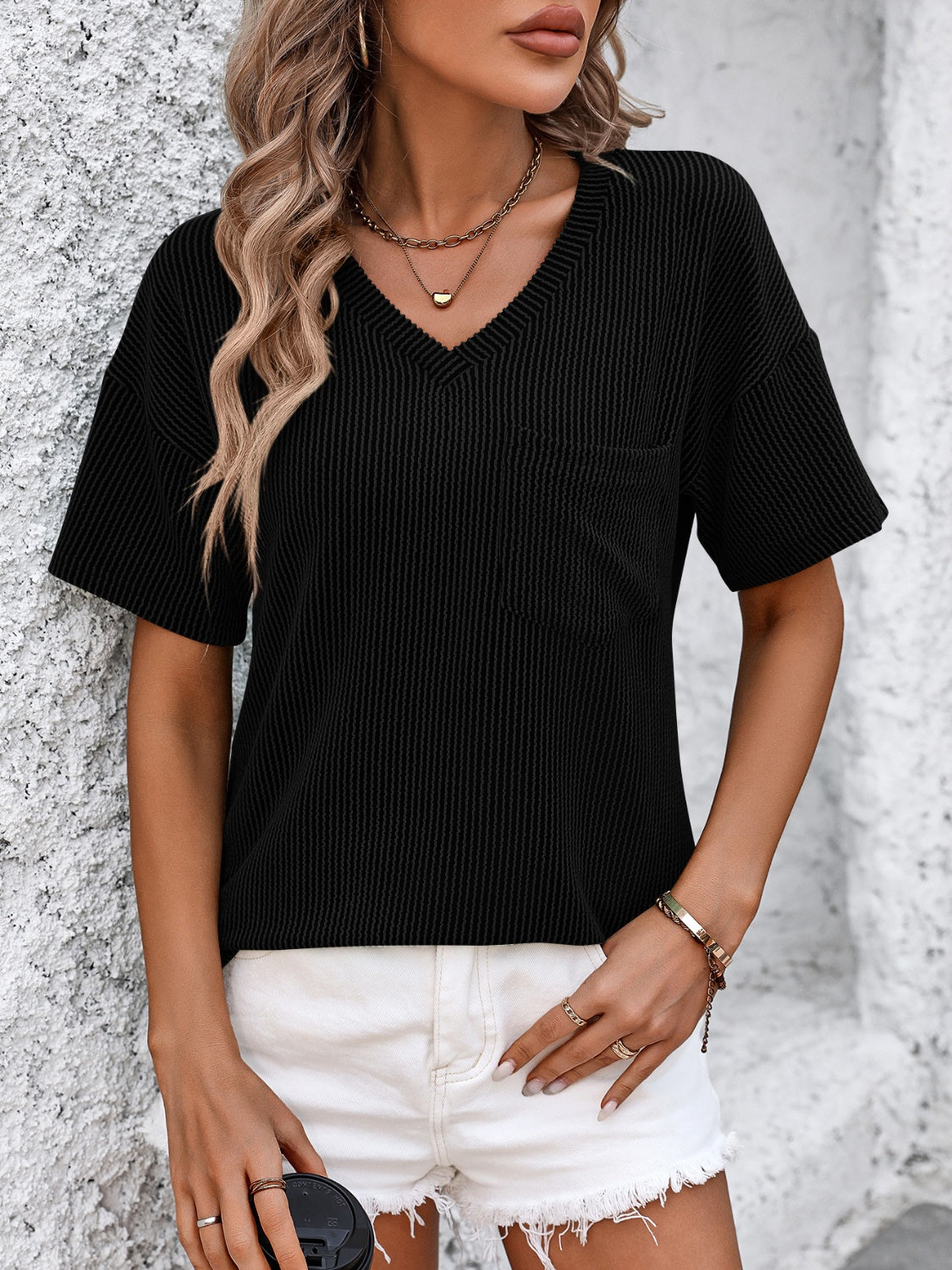Relaxed V-Neck Pocket Tee