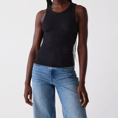 Kira Crinkle Tank In Black