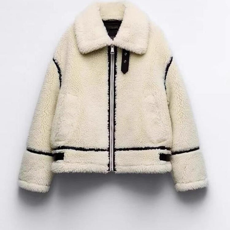 TAOP&ZA Women's Fall Winter Fleece Shearling Jacket