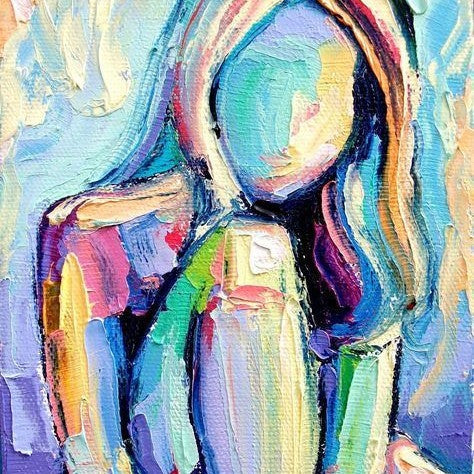 Abstract Woman Nude Oil Painting Sexy Body Art Canvas