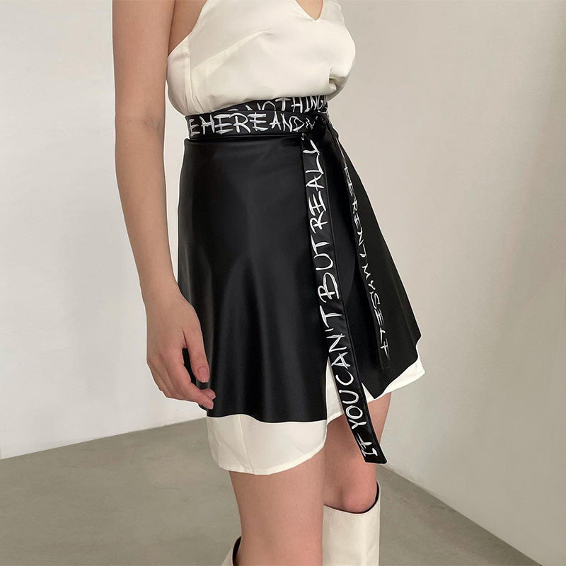 PU Leather Irregular Skirt Peplum Belt Personlity Women Waist Belts Waistband Slim Streetwear Elegant Ladies Corsets