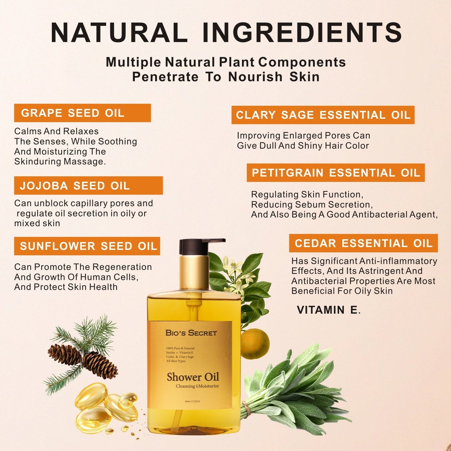 Bio's Secret Cedarwood & Jojoba Oil Shower Oil