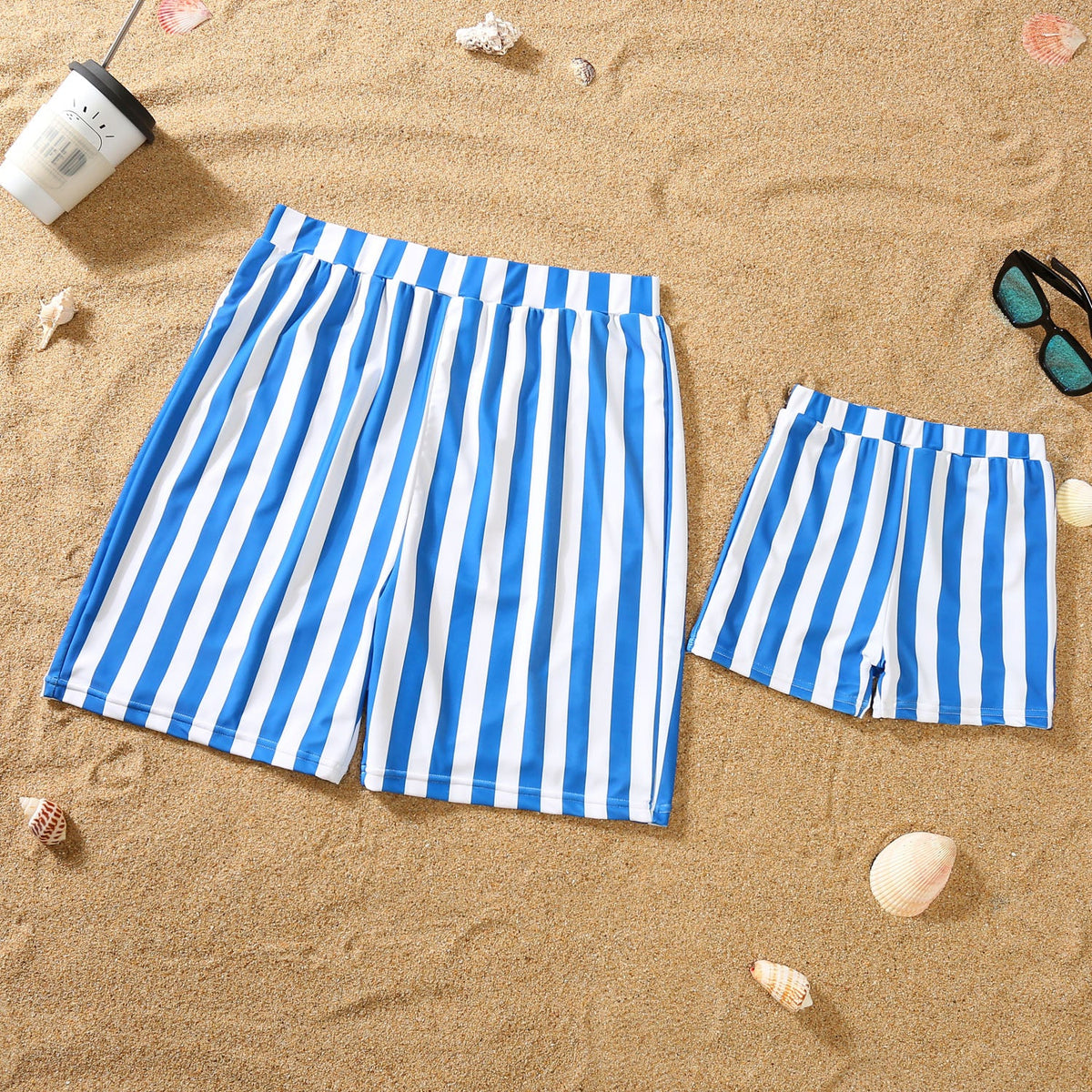 Parent-child Bikini Blue And White Stripe Swimsuit