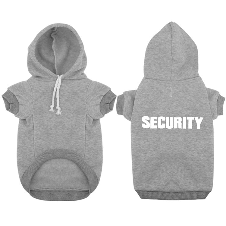 New pet hoodie, outerwear, Security printed hoodie, dog clothing for autumn and winter