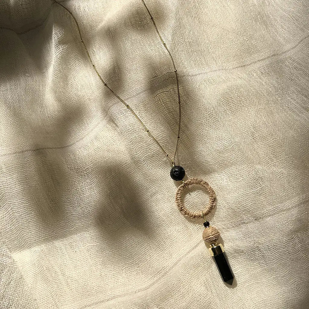 Style Loft Collection Black Agate Jute Necklace