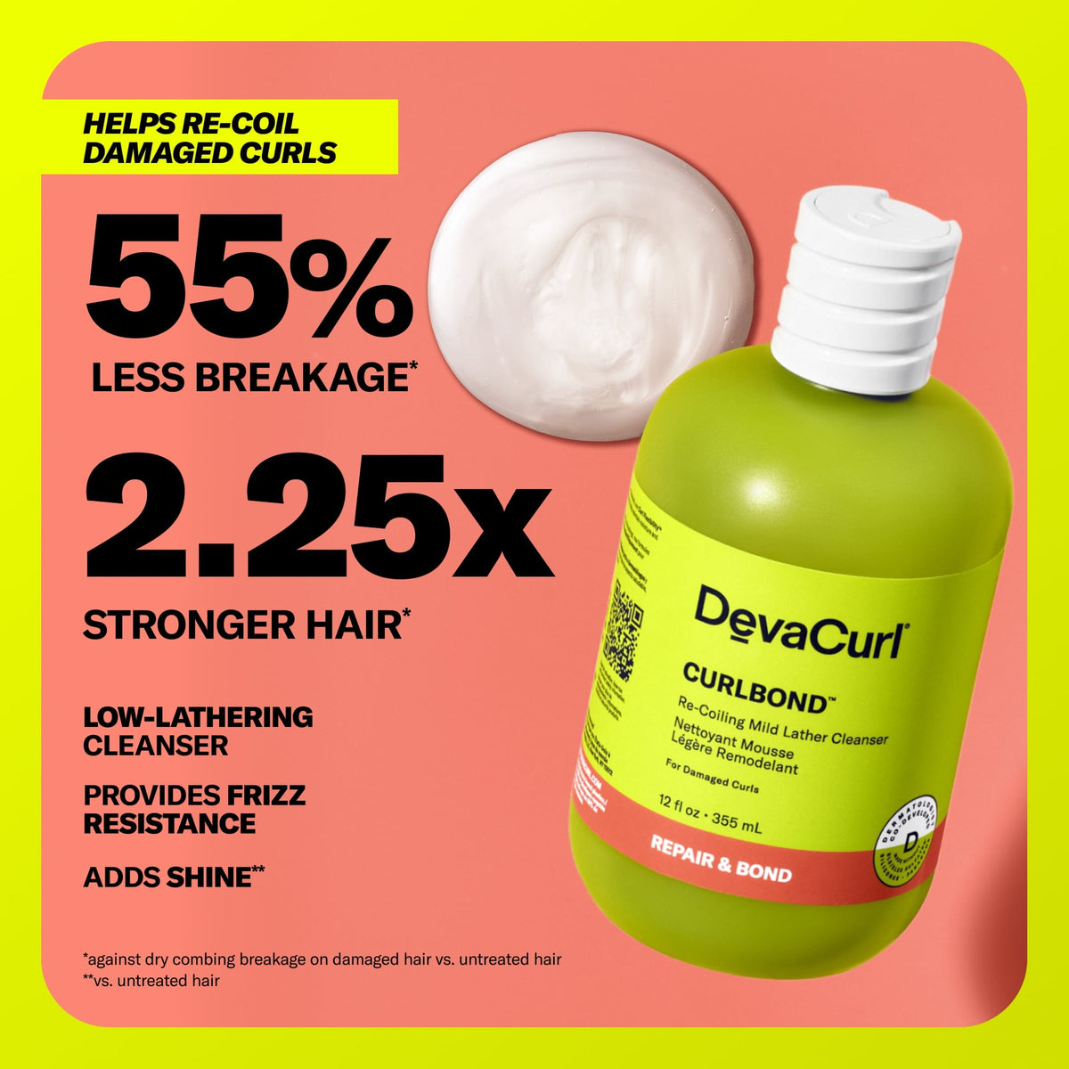 DevaCurl CurlBond Re-Coiling Mild Lather Cleanser Curly Hair 32 fl oz
