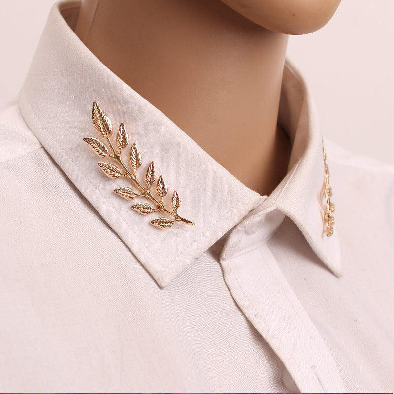 Leaf-Shaped Elegance Shirt Collar Pin