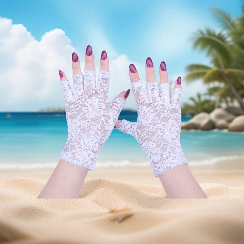 Half Finger Lace Sun Protection Gloves For Women Summer