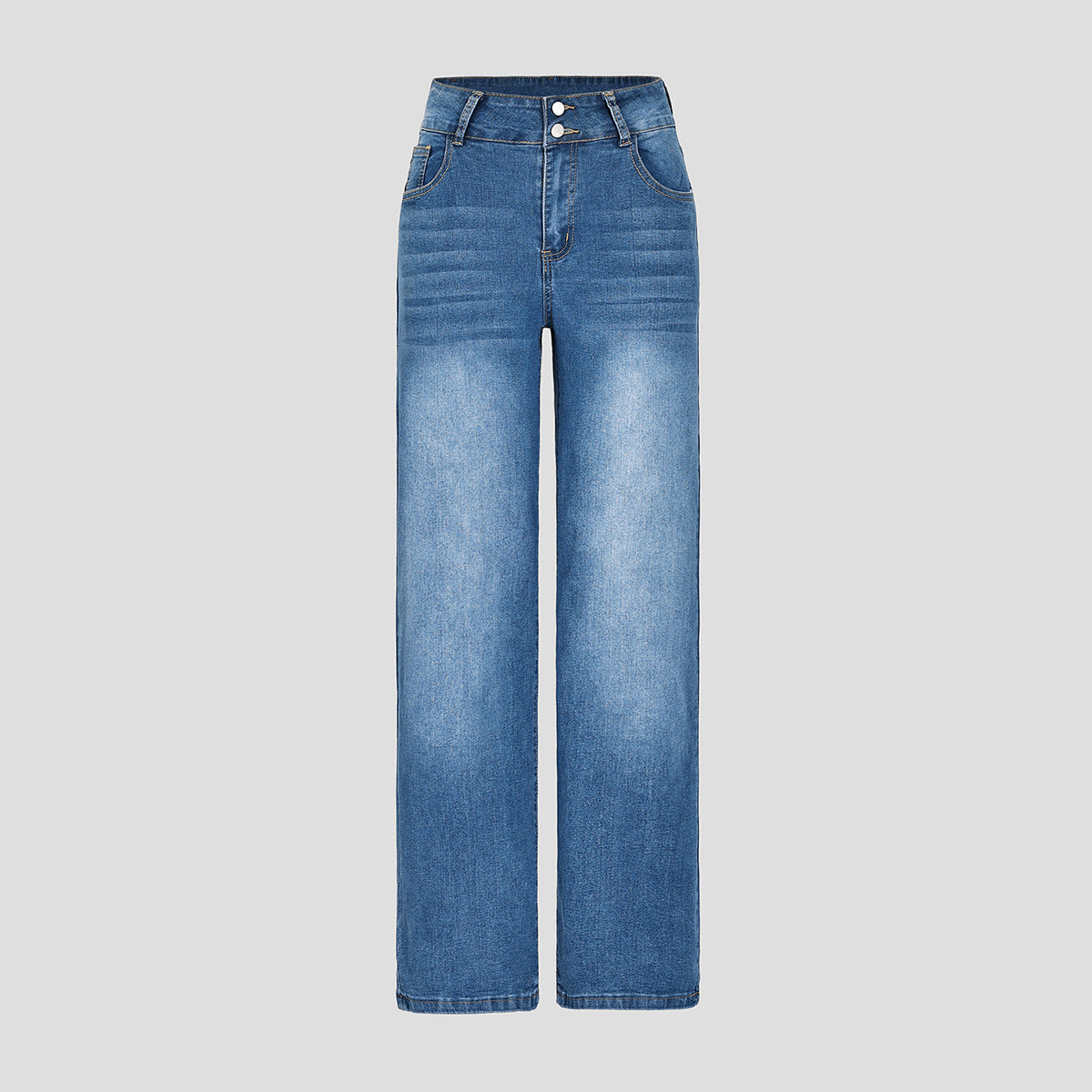 Womens Casual Straight-leg Denim Wide-leg Pants