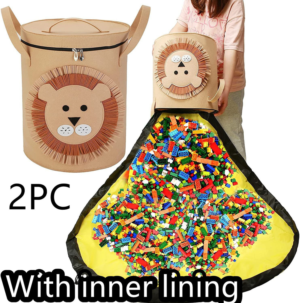Felt Storage Bag Toy Play Mat 2 In 1 Pull Rope
