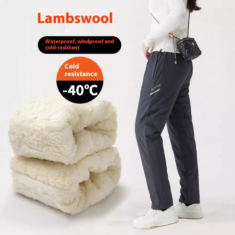 Tactical Pants Men's And Women's Waterproof Windproof Thick Cotton-padded Trousers Cold-proof Lambswool