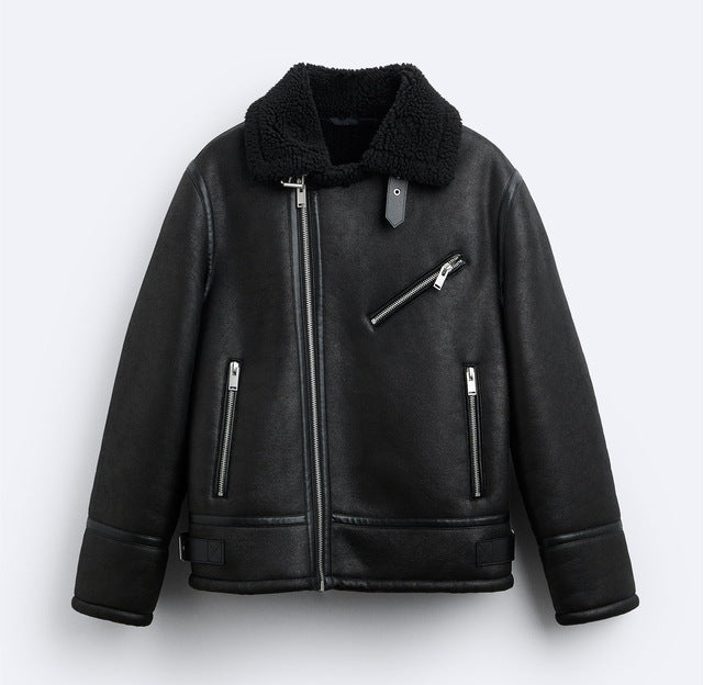TAOP&ZA Men's Faux Lamb Fur Jacket for Fall/Winter