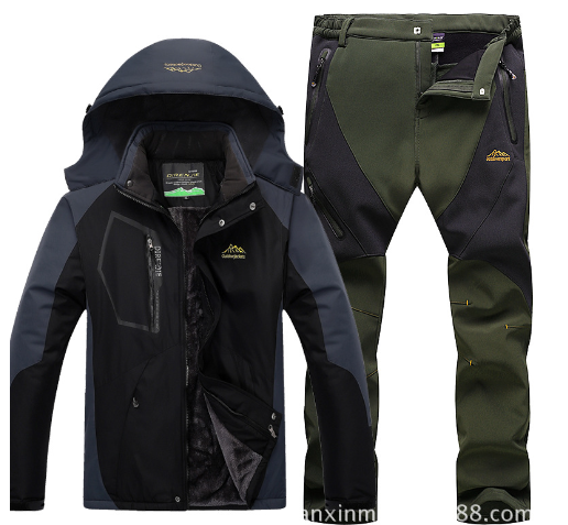 Men's Winter Waterproof Fleece Lined Outdoor Jacket Set