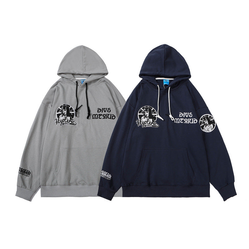 National Tide Embroidered Hoodie Loose Couple Wear