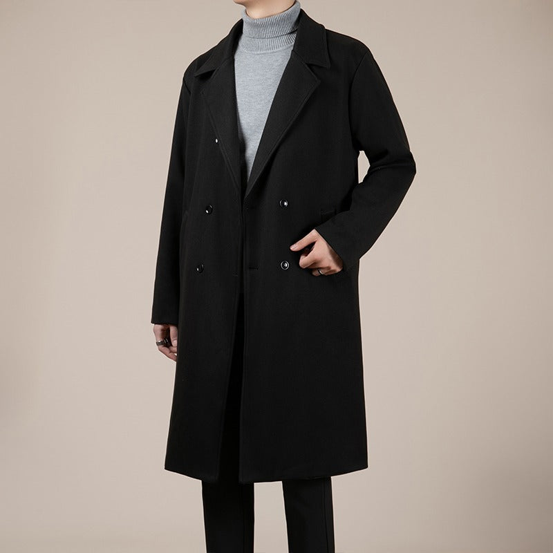 Autumn And Winter Trench Men's Mid-length Woolen Korean Coat