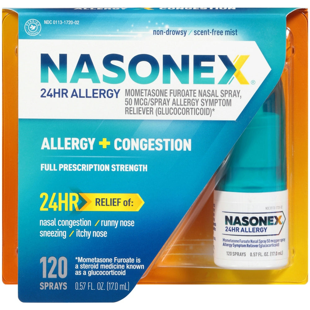 Nasonex Nasal Spray, Allergy + Congestion, Full Prescription Strength, 50 Mcg 0.57 Fl Oz