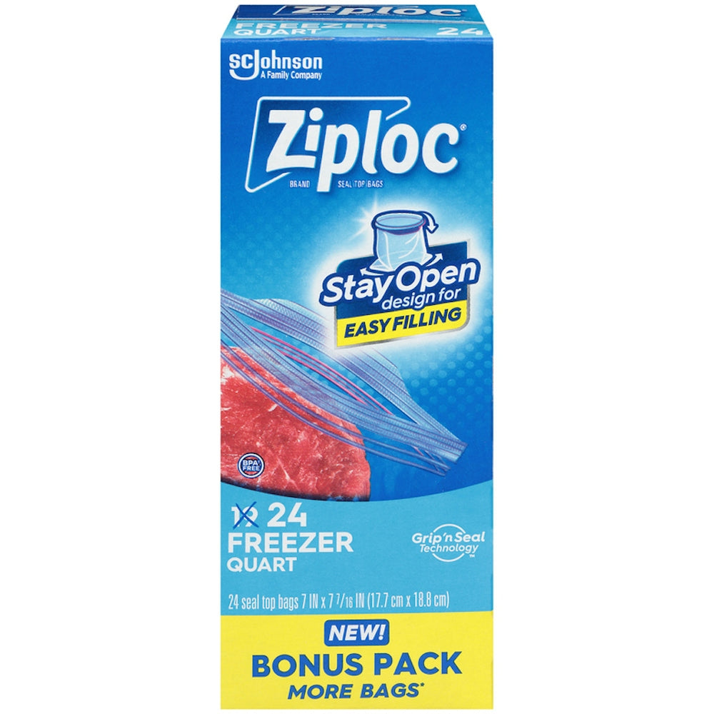 Ziploc Seal Top Bags, Freezer, Quart, Bonus Pack