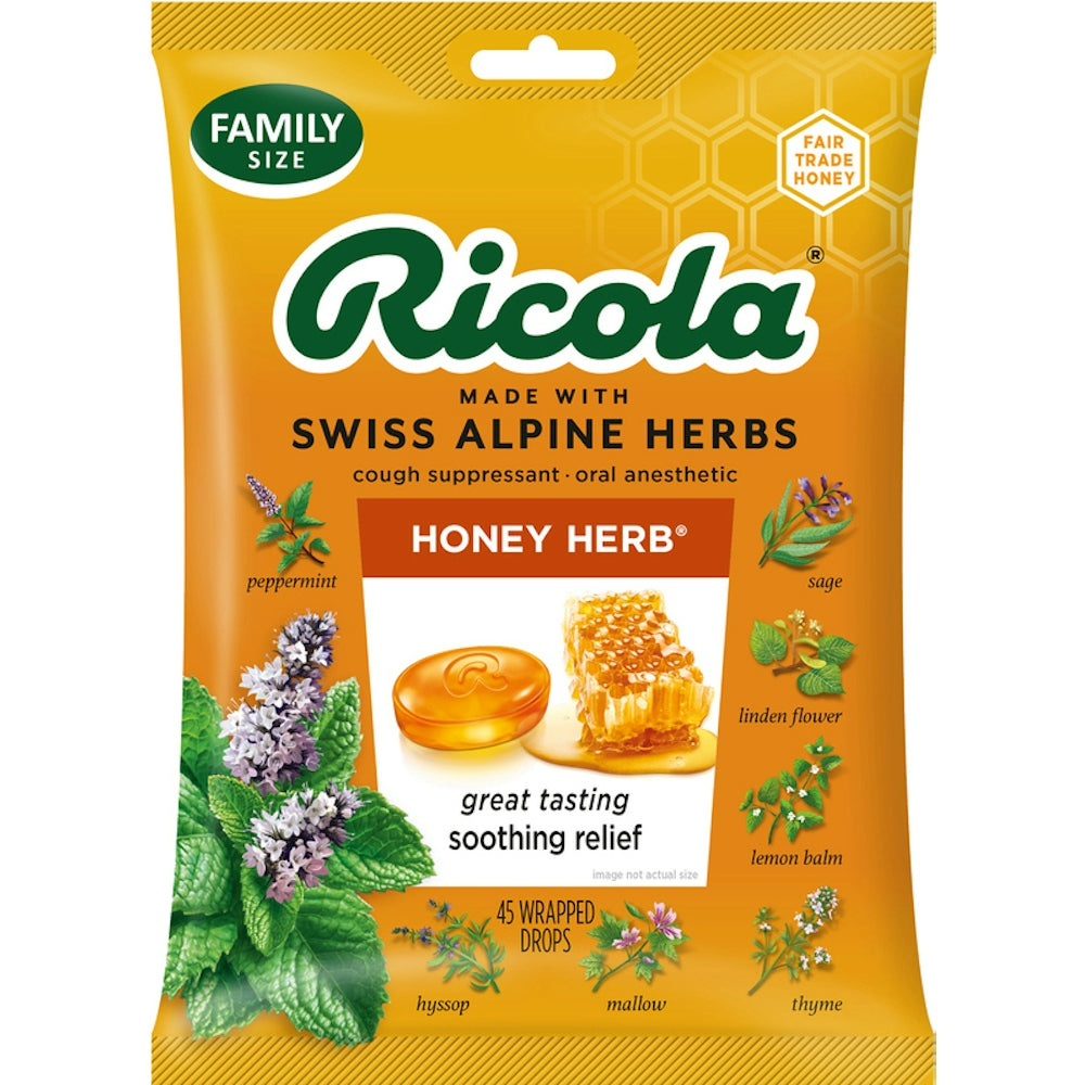 Ricola Cough Suppressant, Honey Herb, Family Size, Drops