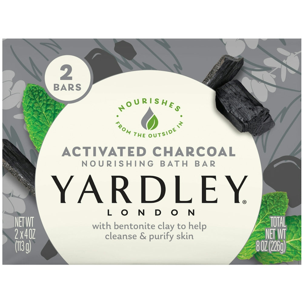 Yardley Bath Bar Soap Activated Charcoal Bentonite Clay Clean 4.25 Oz
