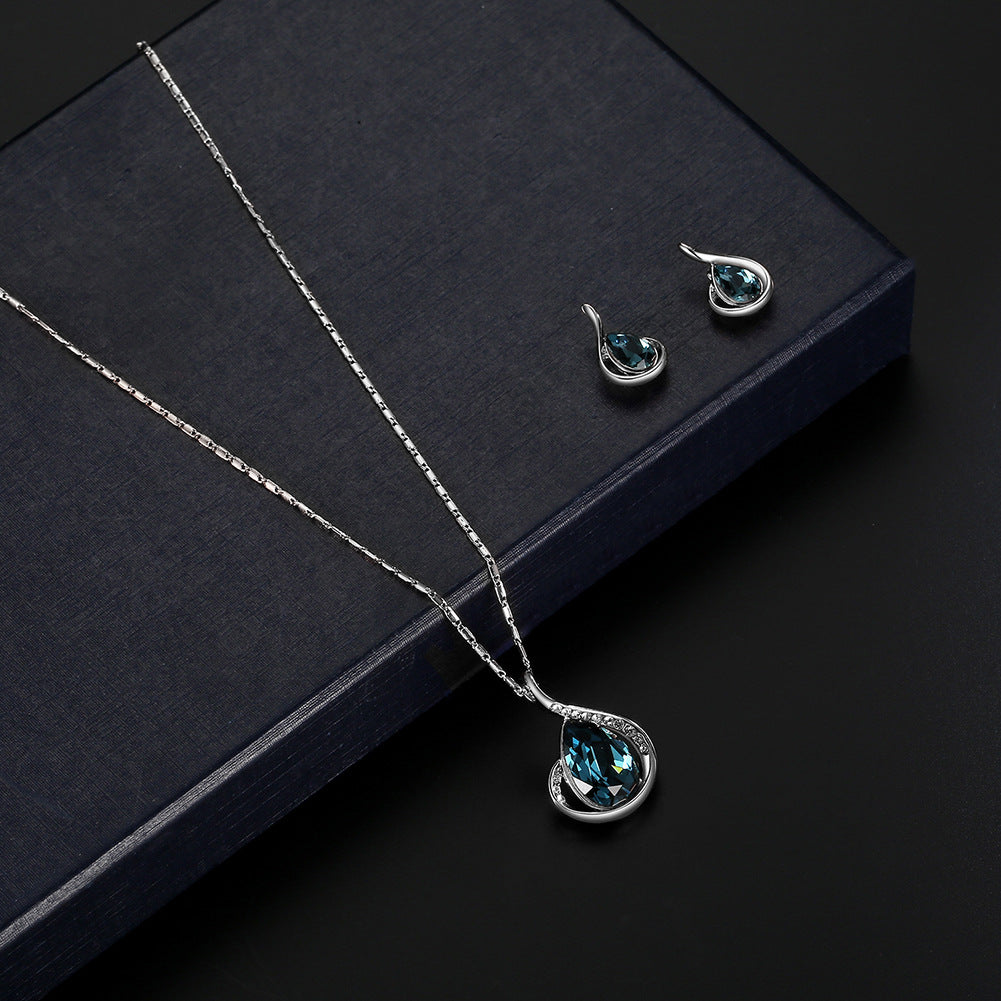 Bride Gemstone Necklace Set Wedding Banquet Jewelry