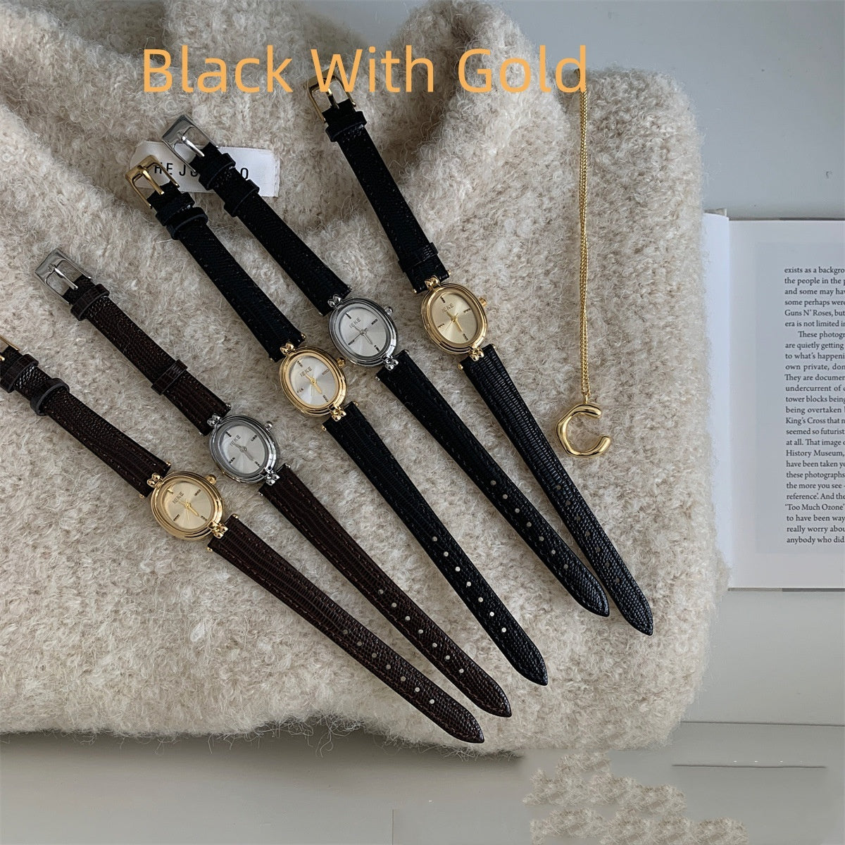 Black Gold Oval Women's Luxury Watch