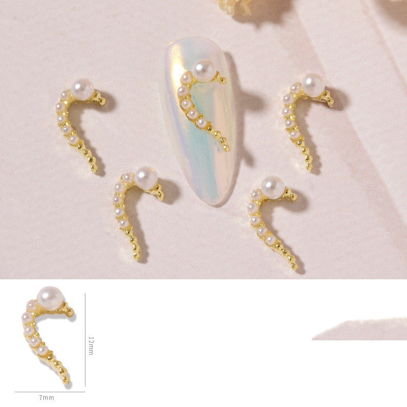 DIY Heart Alloy Rhinestone Nail Decorations