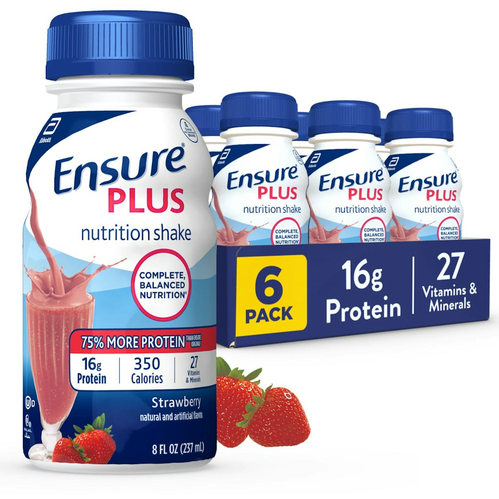 Ensure Plus Nutrition Shake Strawberry 6x8 Fl Oz