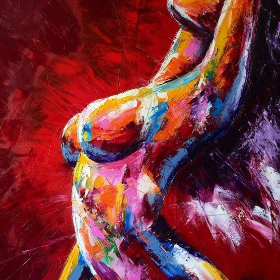 Abstract Woman Nude Oil Painting Sexy Body Art Canvas