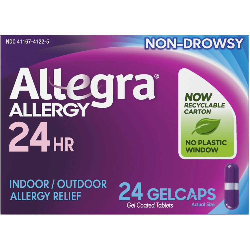 Allegra Allergy Relief, 24 Hr, Indoor/Outdoor, 180 Mg, Gelcaps